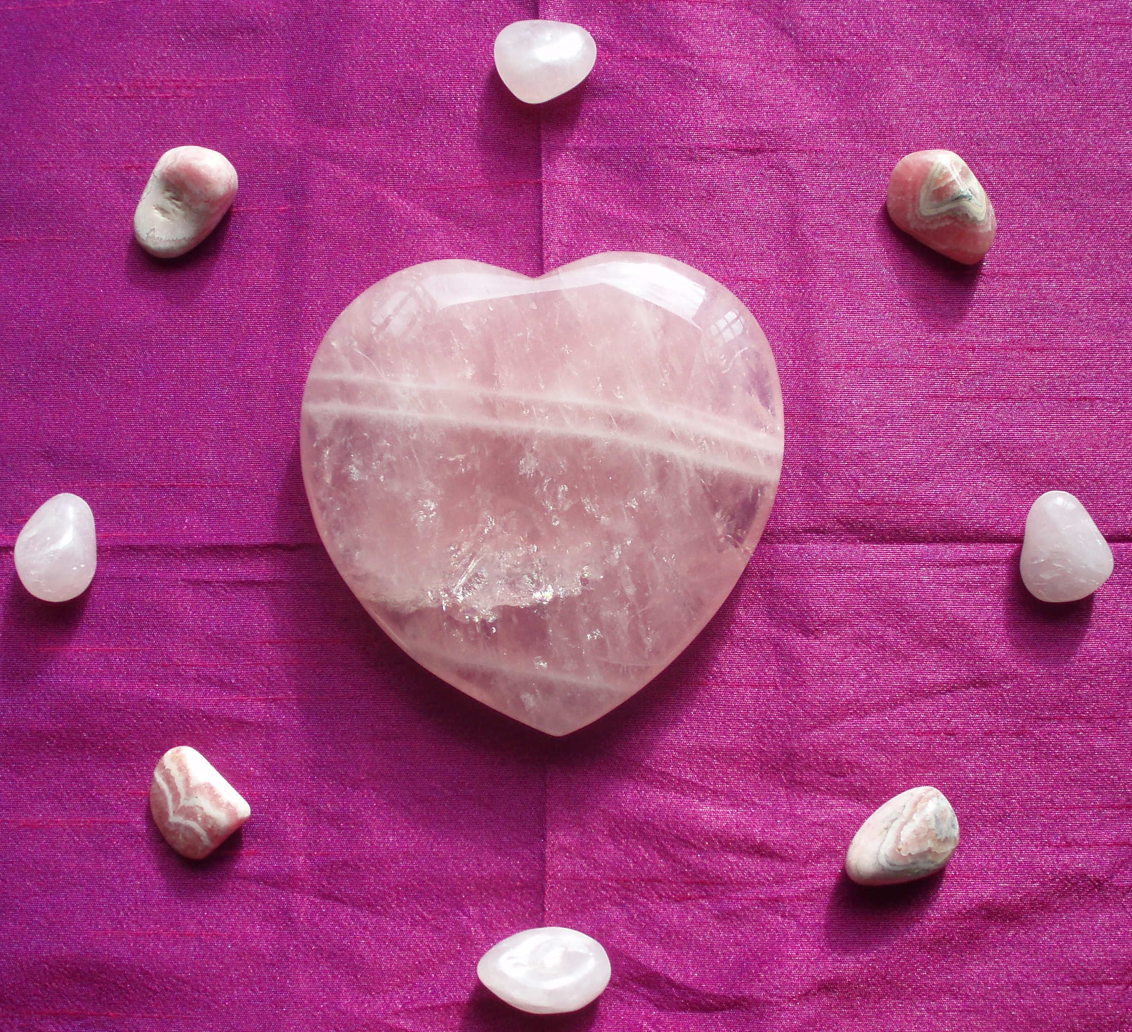 Roase Quartz Heart and Rhodocrosite